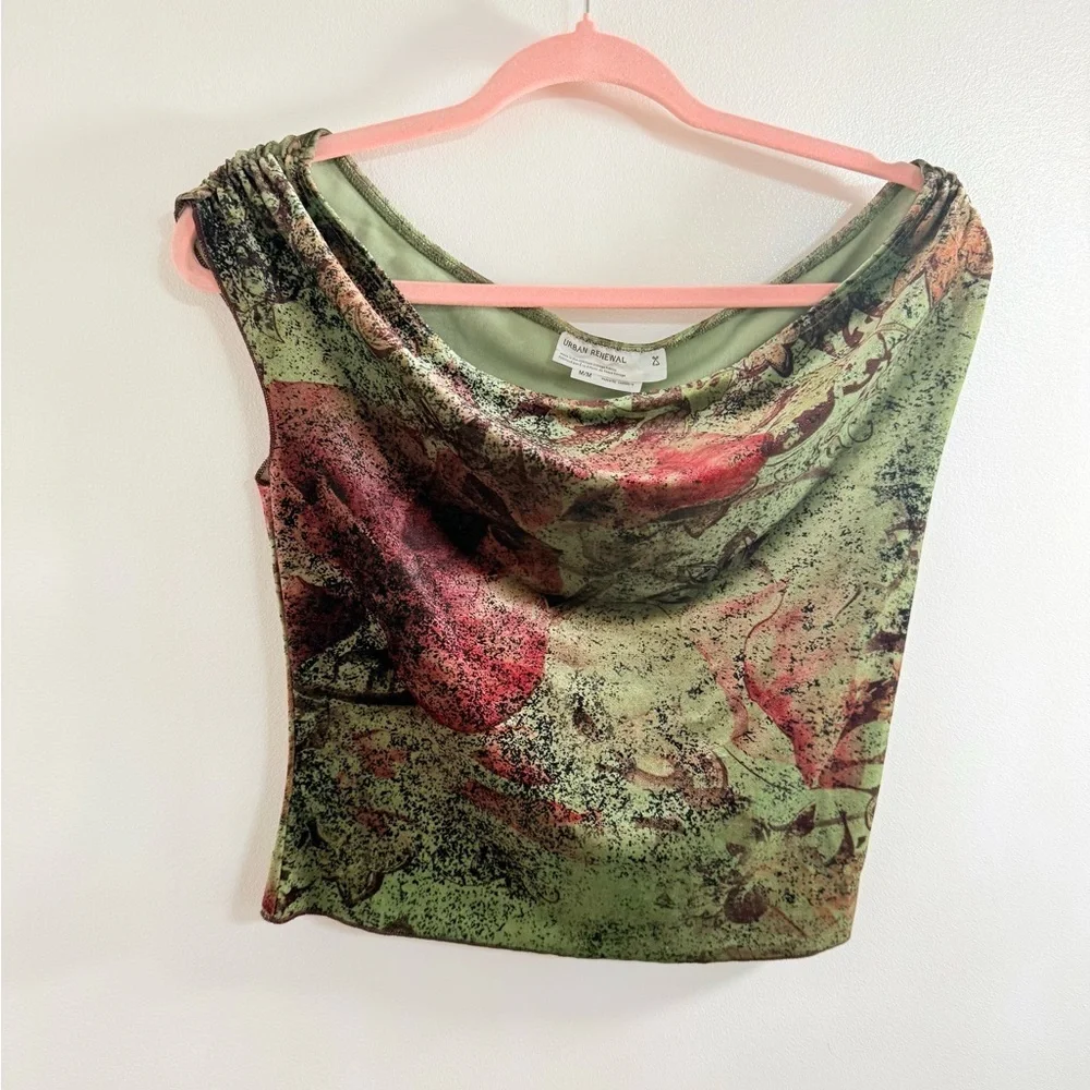 Urban Outfitters Velvet Floral Off-Shoulder Top - Picture 4 of 6